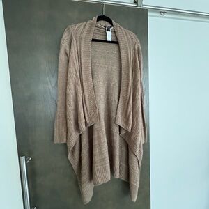 Mango Tan Cardigan Sweater with Shawl Collar
